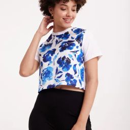 Fablestreet Blue & White Cotton Floral Print Top-picture-20