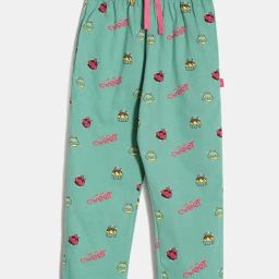Dixcy Slimz Kids Green & Pink Cotton Printed Trackpants-image-17