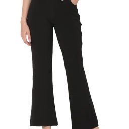 Smarty Pants Black Cotton Lycra Flared Fit High Rise Trousers-image-35