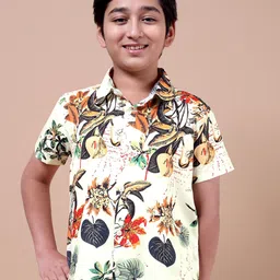 Enciger Boys Standard Floral Printed Spread Collar Shirt-28