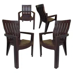 RW REST WELL Kingdom BrownModern Matte Plastic Standard Chair(Set of 4 )-image-7