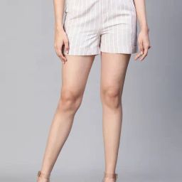 Oxolloxo Beige & White Cotton Striped Shorts-picture-12