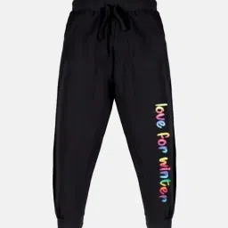 Kiddopanti Kids Jet Black Graphic Print Trackpants-image-63