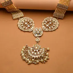 Fida Ethnic Traditional Gold-Plated Pearl Kundan Matha Patti for Women-image-75