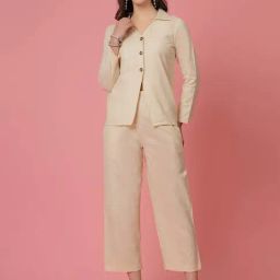 Melon by PlusS Beige Cotton Shirt With Trousers-image-30