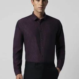 V Dot Purple Slim Fit Printed Shirt-image-16