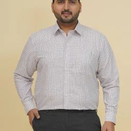 John Pride White And Pink Cotton Checked Formal Shirt-image-22