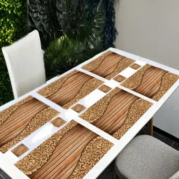 REVEXO 12Pc Brown & Beige Printed Non Slip Table Placemats With Coasters-23