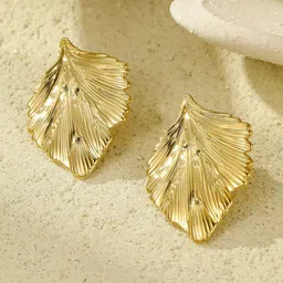 FIMBUL Gold-Plated Leaf Shaped Studs-image-57