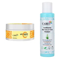 CARET ORGANIC Aloe vera & Neem Shampoo-100 ml & Vitamin C Nourishing Cream Combo-50 g-36