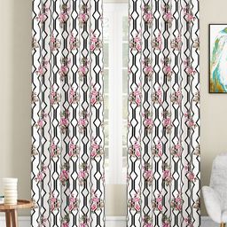 SEJ by Nisha Gupta Set of 2 Floral Eyelet Door Curtains - White-60