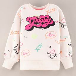 Vitamins Full Sleeves Brushed Looper Fleece Sweatshirt Text Print - Off White-image-35