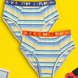 XY Life Pack Of 2 Tencel Modal 3X Softer Than Cotton 50% More Moisture Absorbent Antimicrobial Striped Briefs - Blue Orange-image-16