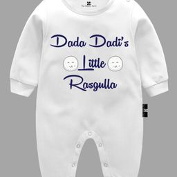 The Peppy Tend Family Theme Full Sleeves Dada Dadis Little Rasgulla Printed Romper - White-image-28
