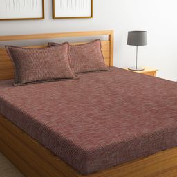 Arrabi Brown Stripes Handwoven Cotton king Size Bedsheet with 2 Pillow Covers ARBS 1767 - Brown-picture-11