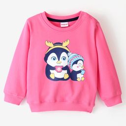 Babyhug Cotton Knit Full Sleeves Penguin Graphics Printed Sweatshirt - Pink-image-64