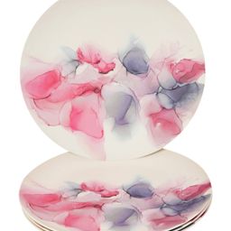 Earthism Eco Friendly Bamboo Fibre Dinner Plates 11" Pack of 4- Iris Beige & Berry-24