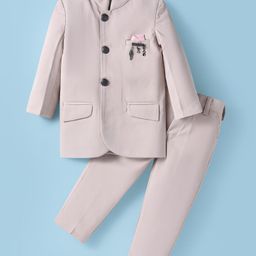 Robo Fry Woven Full Sleeves Jodhpuri Coat With Trouser - Cream-image-40