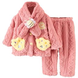 Babymoon Velvet Knit Full Sleeves Cable Knit Designed Shenyl Text Patch Embroidered Coordinating Shirt Pajama With Muffler Set - Red-image-55
