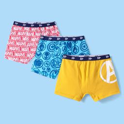 Honeyhap Marvel Cotton Knit Trunks With Avengers Graphic Pack Of 3 - Light Blue Yellow & Red-image-52