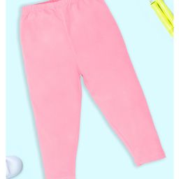 Kiddopanti Cotton Lycra Solid Capris - Baby Pink-image-4