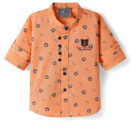 Dapper Dudes Full Sleeves Floral Printed Shirt - Orange-picture-31