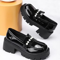 Shoetopia Beads Embellished Loafers - Black-image-72