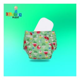 Chinmay Kids  Freesize Reusable Washable Adjustable Snap Buttons Cloth Diaper For Babies With Wet Free Insert Pads Leak Proof & Dry Feel- Green Cake image 2