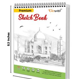 GO WOO A5 Premium Sketch Book : Set of 2 Top Spiral-Bound Sketchpads, 36 Sheet Sketchbook - 5.8 x 8.3 inches, 140 GSM Thick Paper For Drawing, Painting And Sketching image 2