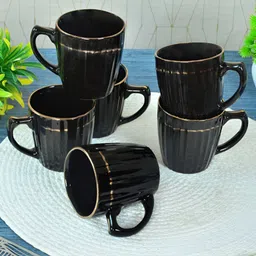 Myntra Elegant Homes Black & Gold-Toned 6 Pieces Textured Ceramic Glossy Cups-16
