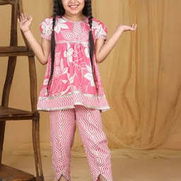 Cutiekins Girls Floral Printed Empire Gotta Patti Kurta with Dhoti Pants-picture-20