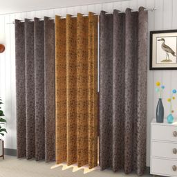 Galaxy Home Decor Grey & Brown 3 Pieces Room Velvet Darkening Door Curtains-image-97