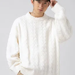 Mast & Harbour Men Cable Knit Ribbed Pullover with Embroidered Detail-picture-39