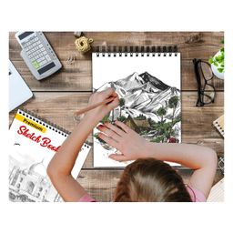 GO WOO A5 Premium Sketch Book : Set of 2 Top Spiral-Bound Sketchpads, 36 Sheet Sketchbook - 5.8 x 8.3 inches, 140 GSM Thick Paper For Drawing, Painting And Sketching image 4