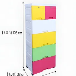 The Tickle Toe Kids Yellow & Pink Durable & Eco-Friendly 6-Drawer Storage Chest-picture-24