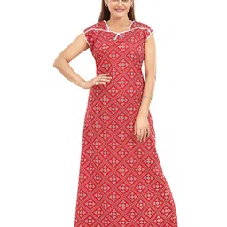 CINCO Women Printed Cotton Maxi Nightdress-picture-32