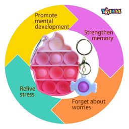 Toyshine Unicorn Ice Cream & Key Chain Popping Sounds Push Bubbles for Autism Stress Reliever Sensory Pop It Toy Pack of 2- Multicolor image 5