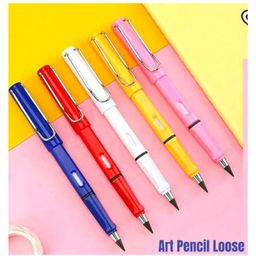 Asera Never Ending Inkless Pencils Infinity Everlasting Replaceable Graphite Extra 2PC Nibs Set with 1PC of Pencil Case Portable Eraser Reusable Unlimited Writing Pack of 10 Pencils - Mulricolor image 5