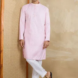 Inddus Embroidered Straight Kurta with Trousers-image-46