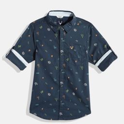 Allen Solly Junior Boys Navy Blue Printed Casual Shirt-image-72