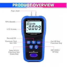 amiciSense Manometer Digital Air Pressure Meter with 12 Selectable Units image 2