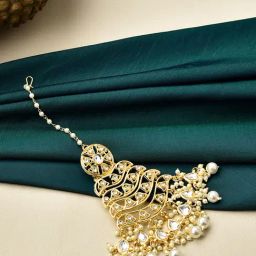Fida Kundan Pearls Beads Gold-Plated Maangtikka for Women-image-2