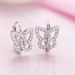Zavya Butterfly CZ Rhodium-Plated 92.5 Sterling Silver Drop-23