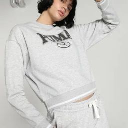 Puma Grey Cotton Printed Sports Sweatshirt-44