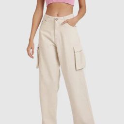 Bene Kleed Beige Cotton Mid Rise Flared Jeans-picture-5