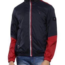 Tommy Hilfiger Blue & Red Regular Fit Colour Block Jacket-image-56