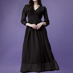 Raiyani Fashion Women V-Neck Fit and Flare Maxi Dress-image-101
