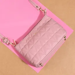 Metro Peach-Coloured Structured Sling Bag with Quilted image 1