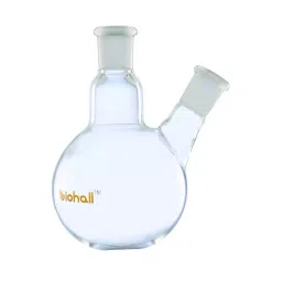 Biohall 20000 ml Clear Borosilicate Glass 3.3 Two Angular Necks Round Bottom Flask, BLS.1210.20P-11