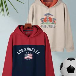 HELLCAT Kids Maroon & Beige Printed Full Sleeves T-Shirt (Pack Of 2)-image-75